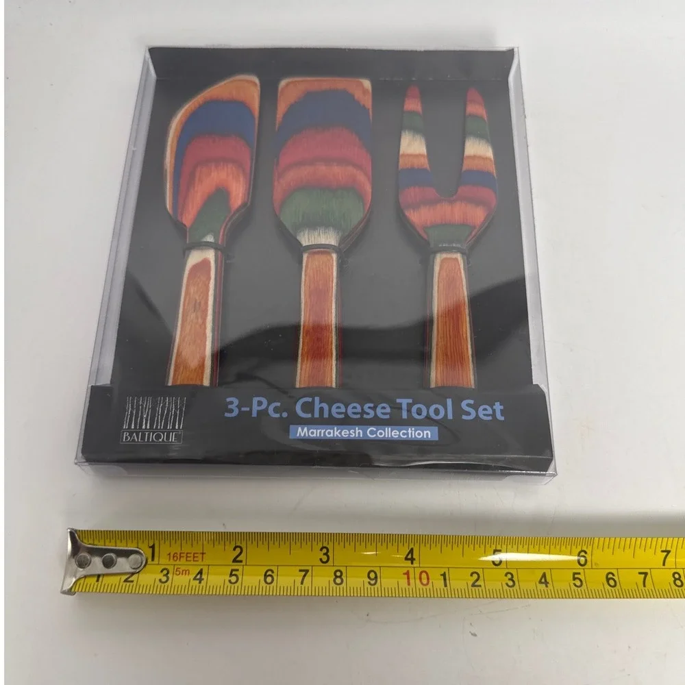 Baltique Marrakesh Collection 3-Pc Cheese Tool Set Colored‎ Birch Wood 20-9509